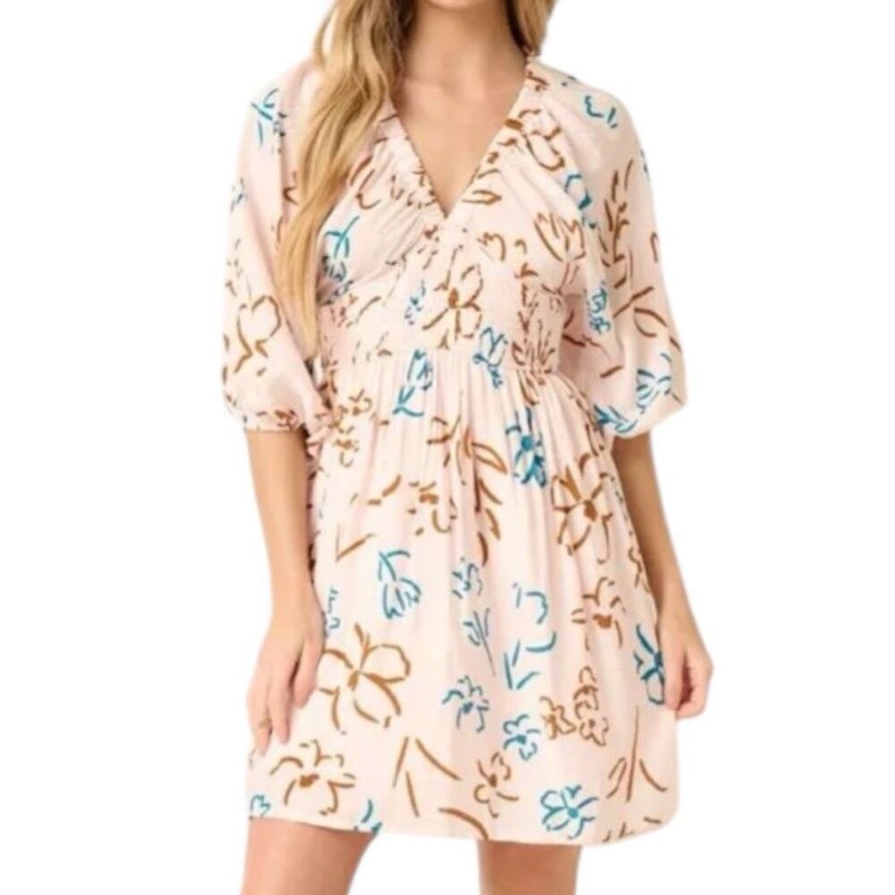 Flower Print Smocked Waist Mini Dress - Mittoshop NWT - Picture 5 of 10
